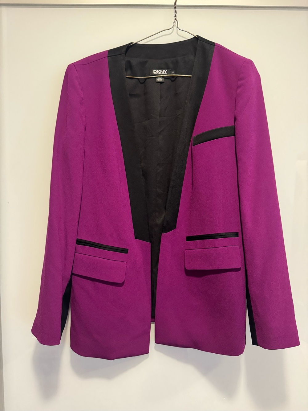 DKNY Plum Open-Front Blazer with Black Trim